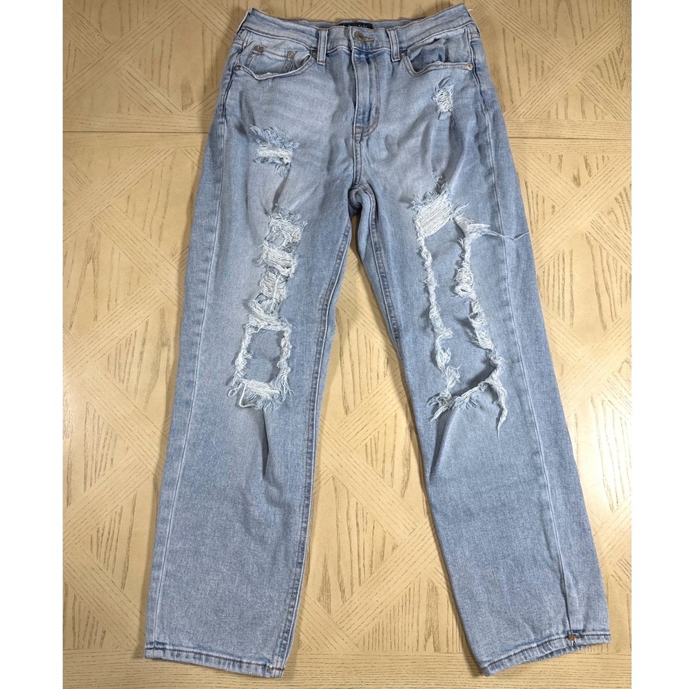 Aeropostale Womens Jeans Size 6 REG Stretch Mom Jean Distressed Light‎ Wash